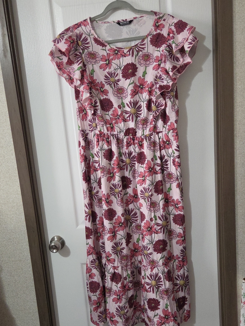 BloomChic Pink Floral Ruffle Sundress